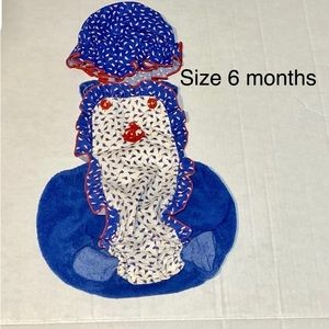 Vintage Babygro Nautical Terrycloth Romper Jumpsuit Sun Hat Size 6 Months